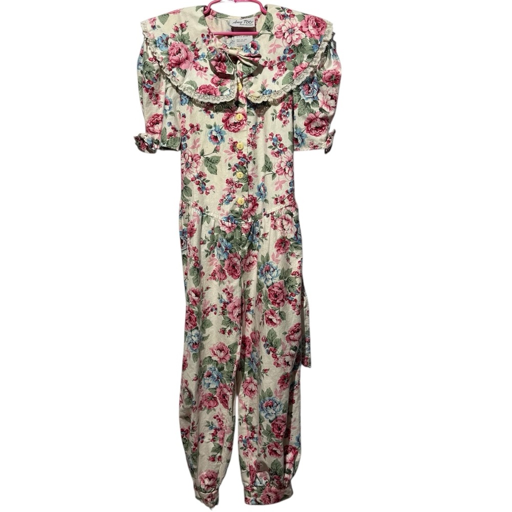 Amy Too! Byer California vintage 90’s girls floral jumpsuit size 12